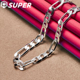 925 Silver 8mm Chain Necklace, 20 Inch, Wedding Charm Jewelry