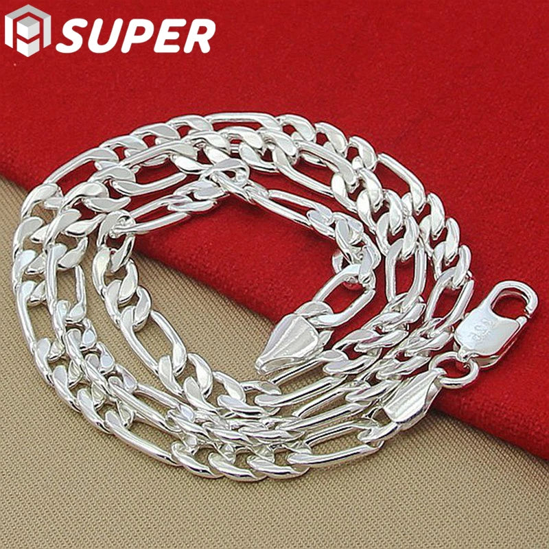 925 Silver 8mm Chain Necklace, 20 Inch, Wedding Charm Jewelry