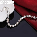925 Silver Matte Bead Chain Bracelet Women's Party Jewelry Gift