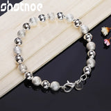 925 Silver Matte Bead Chain Bracelet Women's Party Jewelry Gift