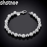 925 Silver Matte Bead Chain Bracelet Women's Party Jewelry Gift