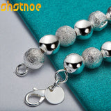 925 Silver 8mm Bead Chain Bracelet for Women - Matte Finish