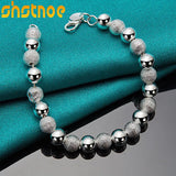 925 Silver 8mm Bead Chain Bracelet for Women - Matte Finish