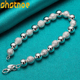 925 Silver 8mm Bead Chain Bracelet for Women - Matte Finish