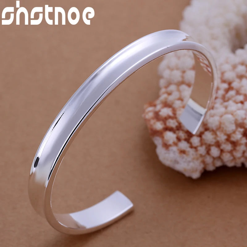 925 Silver 8mm Round Bracelet for Women Wedding Party Gift