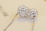 925 Sterling Silver Double Ball CZ Zirconia Crystal Pendant Necklace