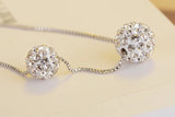 925 Sterling Silver Double Ball CZ Zirconia Crystal Pendant Necklace