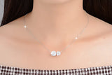 925 Sterling Silver Double Ball CZ Zirconia Crystal Pendant Necklace