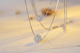 925 Silver Crystal Ball Choker Double Layer Necklace for Women