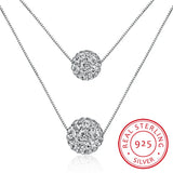 925 Silver Crystal Ball Choker Double Layer Necklace for Women