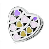 925 Silver Enamel Heart Charm Clip Bead for Reflexions Bracelet