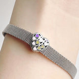 925 Silver Enamel Heart Charm Clip Bead for Reflexions Bracelet