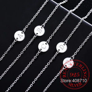 925 Silver A-Z Letter Bracelets&Bangles Women Chain Link Jewelry