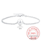 925 Silver A-Z Letter Bracelets&Bangles Women Chain Link Jewelry