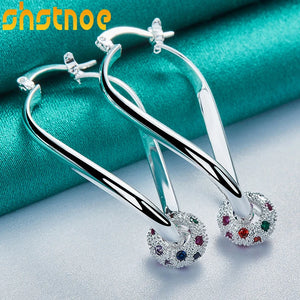 925 Silver Multicolor Zircon Ball Earrings Wedding Jewelry