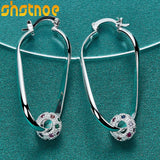 925 Silver Multicolor Zircon Ball Earrings Wedding Jewelry
