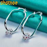 925 Silver Multicolor Zircon Ball Earrings Wedding Jewelry