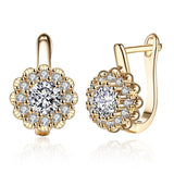 925 Silver Zircon Flower Earrings Women's Party Wedding Jewelry