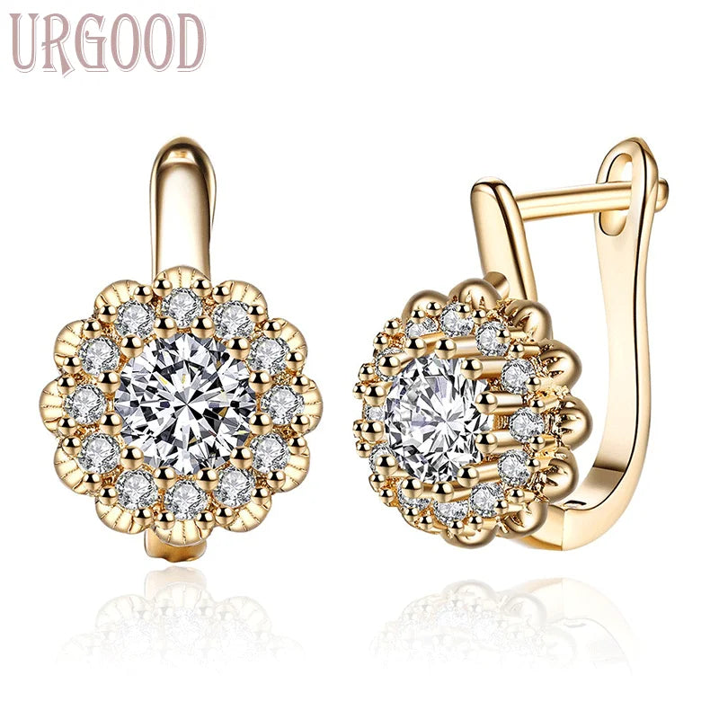 925 Silver Zircon Flower Earrings Women's Party Wedding Jewelry