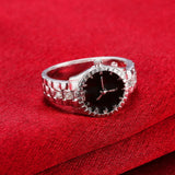 925 Silver Zircon Watch Shape Ring Women Wedding Gift