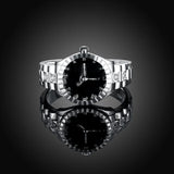 925 Silver Zircon Watch Shape Ring Women Wedding Gift
