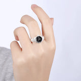 925 Silver Zircon Watch Shape Ring Women Wedding Gift