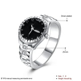 925 Silver Zircon Watch Shape Ring Women Wedding Gift