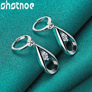 925 Silver Water Drop Earrings AAA Zircon Women Party Charm Jewelry