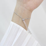 925 Silver Zircon Bowknot Bracelet Adjustable for Women