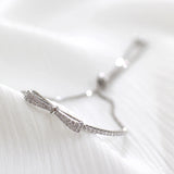 925 Silver Zircon Bowknot Bracelet Adjustable for Women