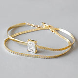 925 Silver Double Layer Bracelets Zircon Adjustable Women's Jewelry