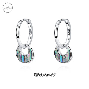 925 Silver Abalone Shell Drop Earrings Turquoise Plated Y2K