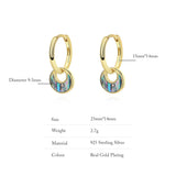 925 Silver Abalone Shell Drop Earrings Turquoise Plated Y2K