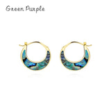 925 Silver Abalone Shell Hoop Earrings Natural Turquoise Party Earring