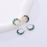 925 Silver Abalone Shell Hoop Earrings Natural Turquoise Party Earring