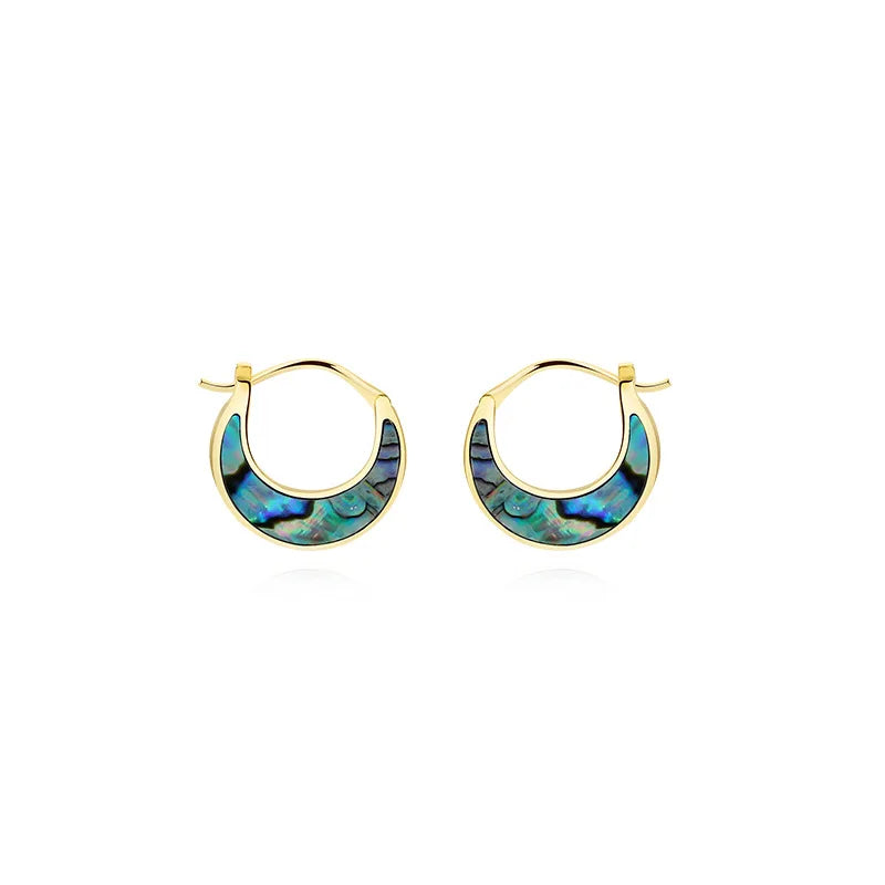 925 Silver Abalone Shell Hoop Earrings Natural Turquoise Party Earring