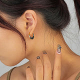 925 Silver Abalone Shell Hoop Earrings Natural Turquoise Party Earring