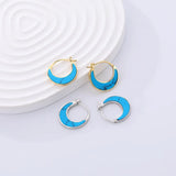 925 Silver Abalone Shell Hoop Earrings Natural Turquoise Party Earring