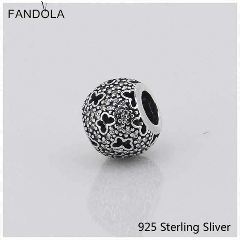 925 Silver Micro Pave Butterfly Charm for Bracelet DIY