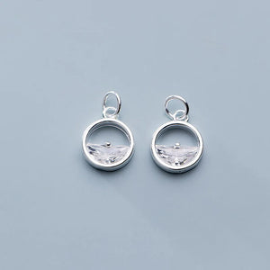 925 Sterling Silver Sea Round Charms 10mm S925 Silver Dangle Pendants