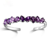 925 Silver Amethyst Bangle Purple Bracelet Wedding Jewelry