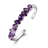 925 Silver Amethyst Bangle Purple Bracelet Wedding Jewelry