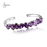 925 Silver Amethyst Bangle Purple Bracelet Wedding Jewelry