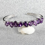 925 Silver Amethyst Bangle Purple Bracelet Wedding Jewelry