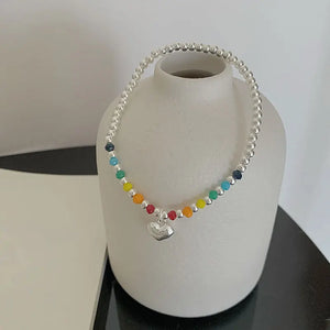 925 Silver Adjustable Bracelet Women Rainbow Dog Bead Chain Hand Jewelry