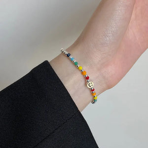 925 Silver Adjustable Bracelet Women Rainbow Dog Bead Chain Hand Jewelry
