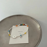 925 Silver Rainbow Smiley Bead Bracelet for Women
