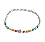 925 Silver Rainbow Smiley Bead Bracelet for Women