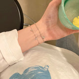 925 Silver Bracelet Olive Beads Zircon Moon Pendant Chain Woman Jewel