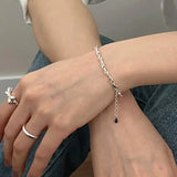925 Silver Bracelet Olive Beads Zircon Moon Pendant Chain Woman Jewel